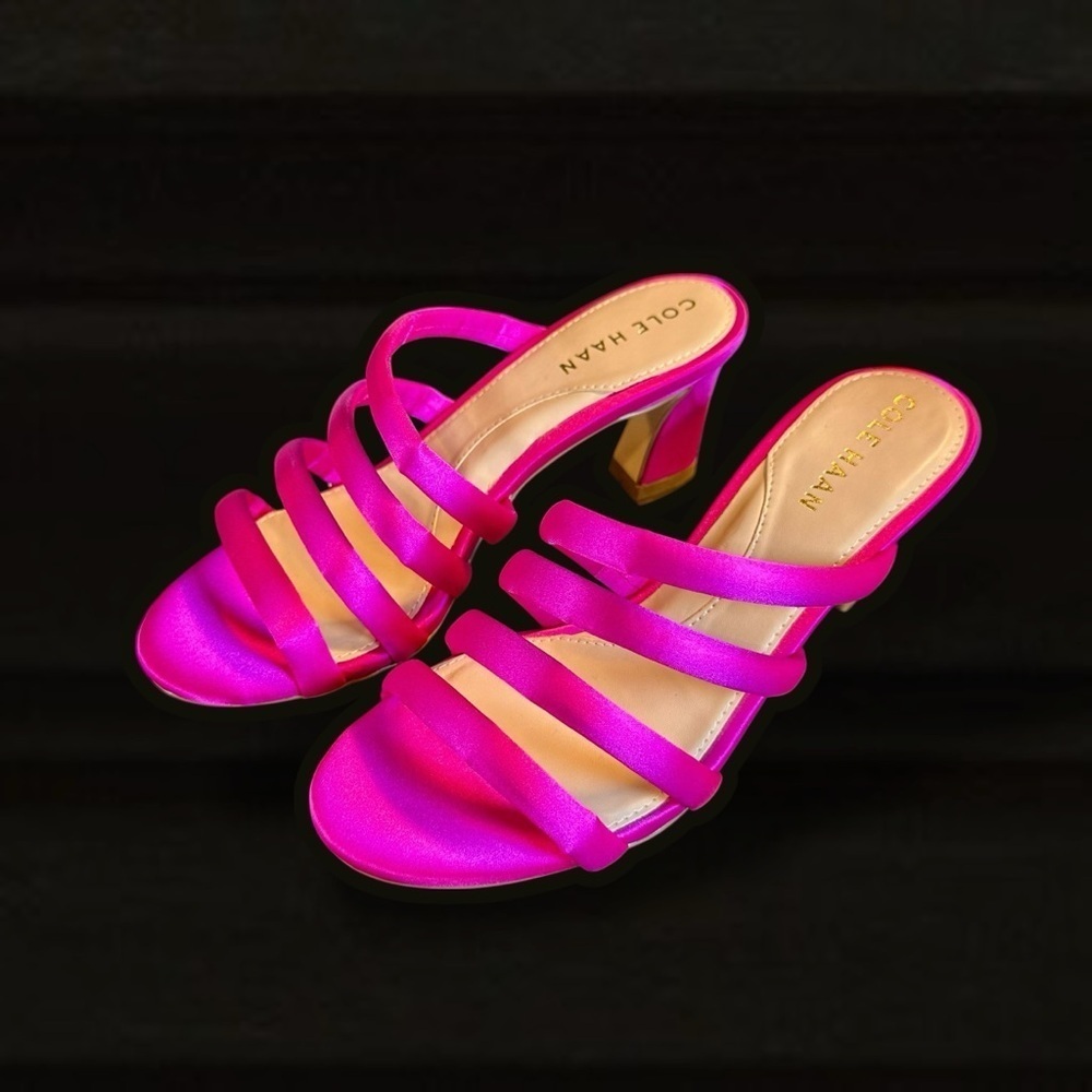 NWT Cole Haan ‘Adella Sandal 65mm Heel’ in “Bright Pink Satin” Size 5.5